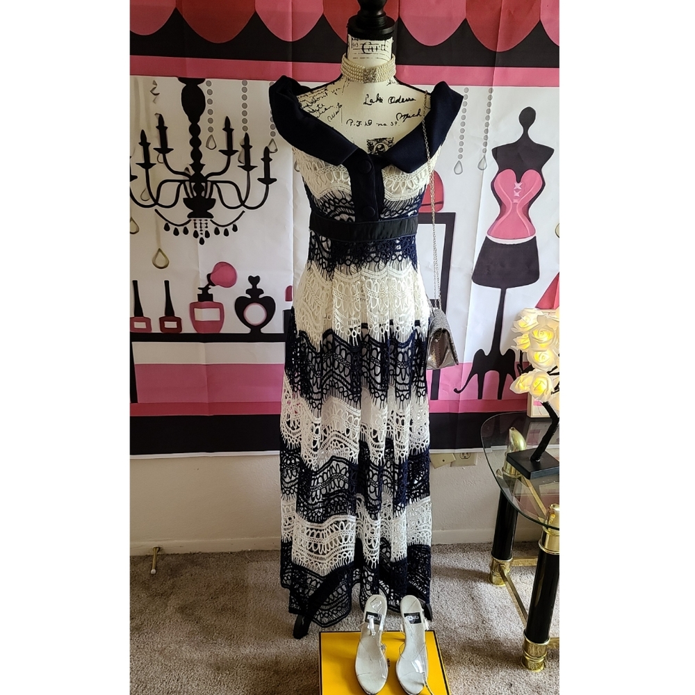 Lacy white and blue dress